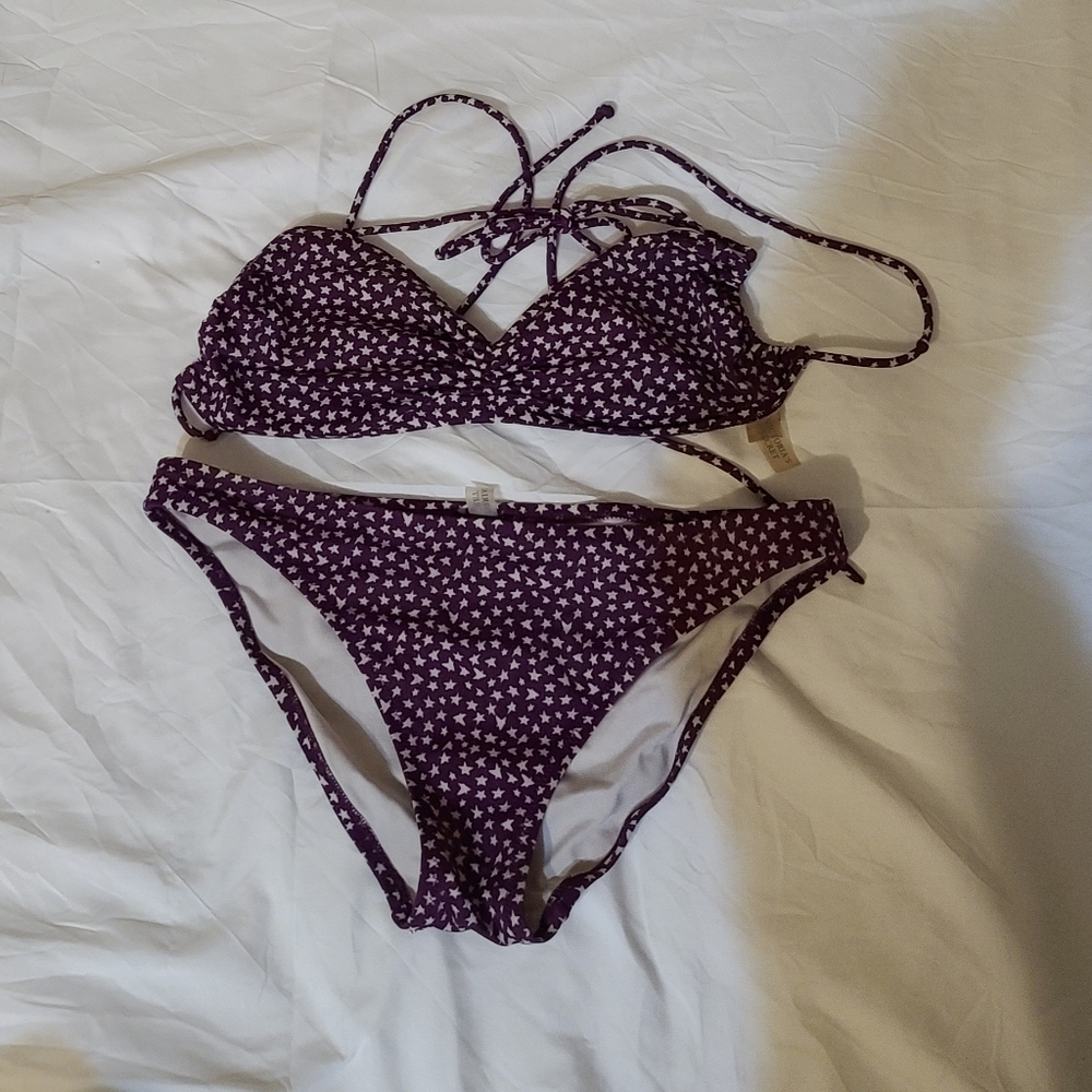 Maroon and white Victoria's Secret star 2 piece bikini,medium